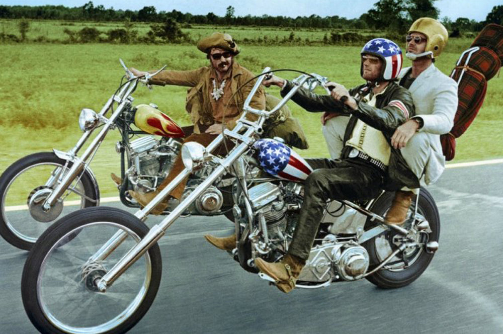 Easy Rider cast on motorcycles