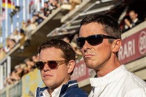 Matt Damon and Christian Bale wearing sunglasses in Ford v. Ferrari