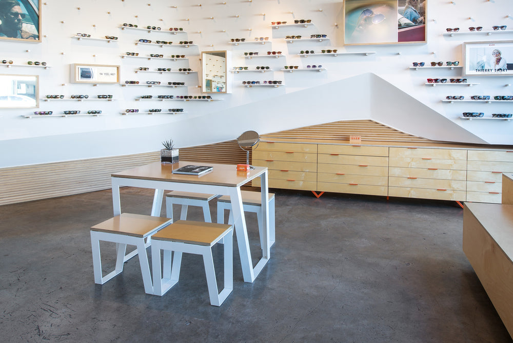 Interior of Garrett Leight California Optical's La Brea store