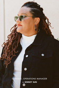 Charisse wears Garrett Leight California Optical Kinney Sunglasses