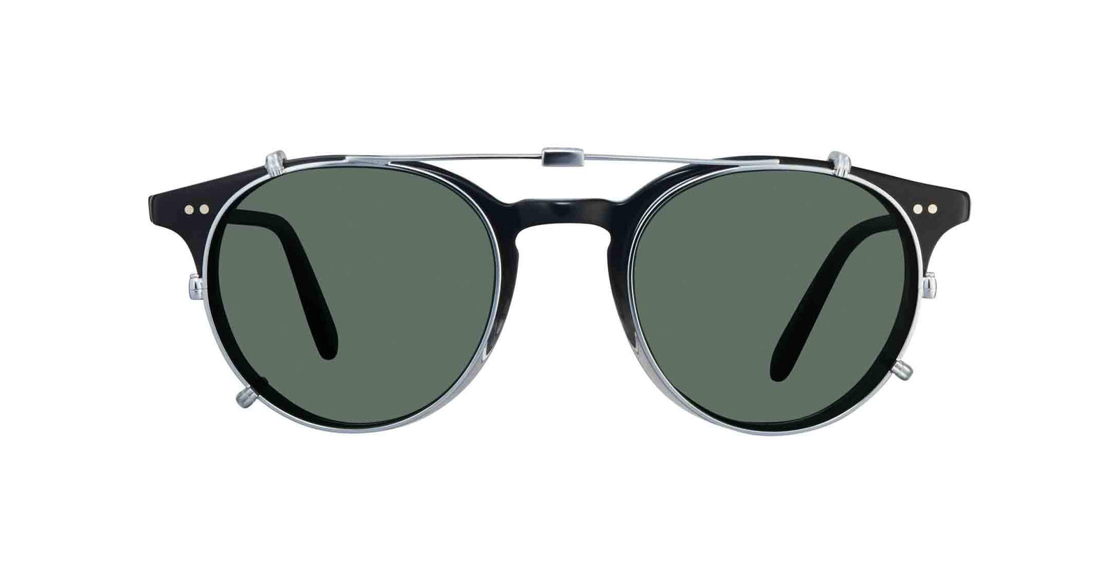 Garrett Leight Clune Clip BS GRN Brushed Silver 47